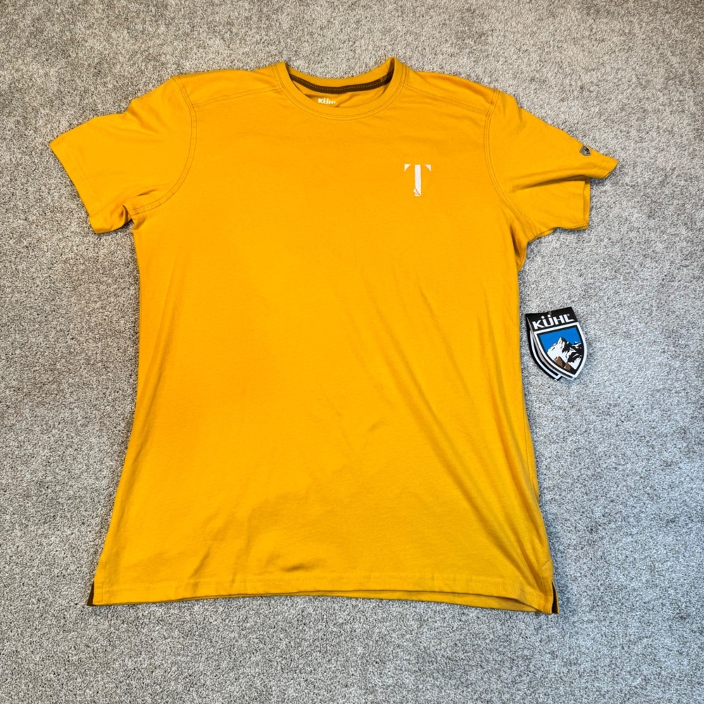 Kuhl Wildfibre Organic Cotton T-Shirt Mens Large Yellow Short Sleeve Tee